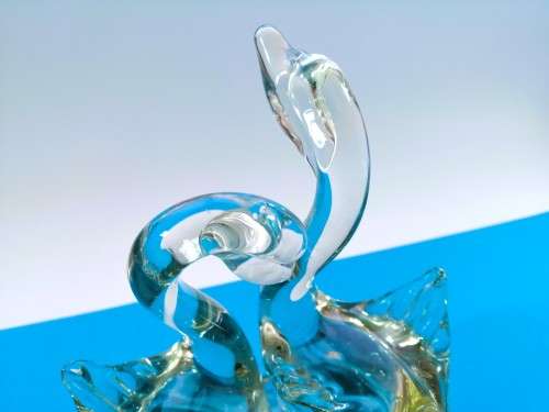 Hand Crafted Clear Glass Swan Paperweight