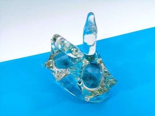 Hand Crafted Clear Glass Swan Paperweight