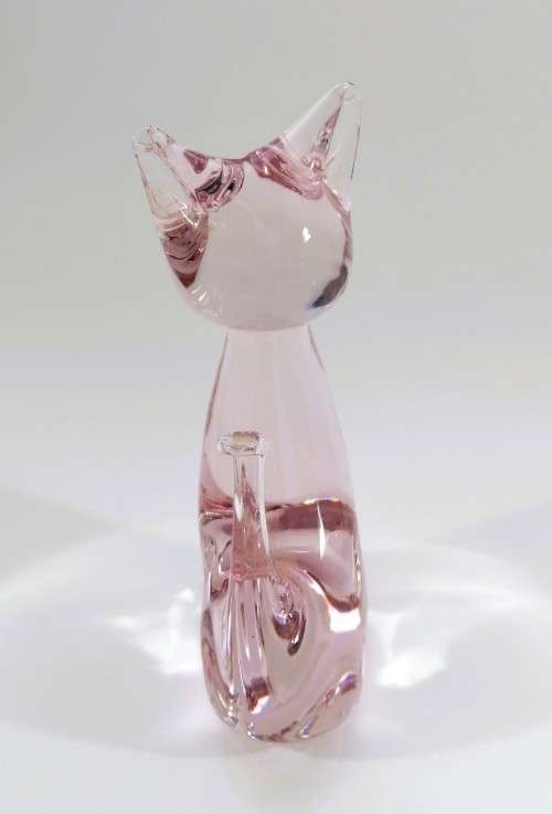 Hand Crafted Pink Glass Cat