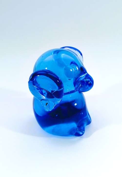 Hand Crafted Blue Glass Elephant