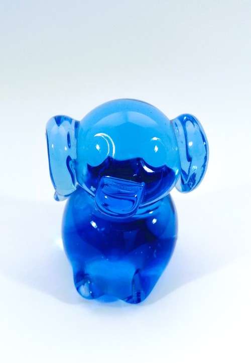 Hand Crafted Blue Glass Elephant