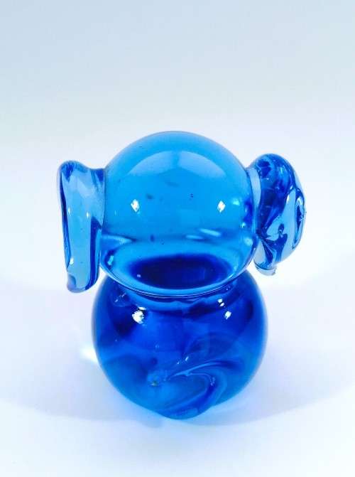 Hand Crafted Blue Glass Elephant