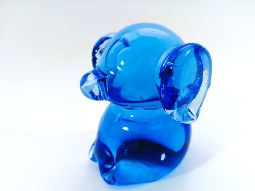 Hand Crafted Blue Glass Elephant