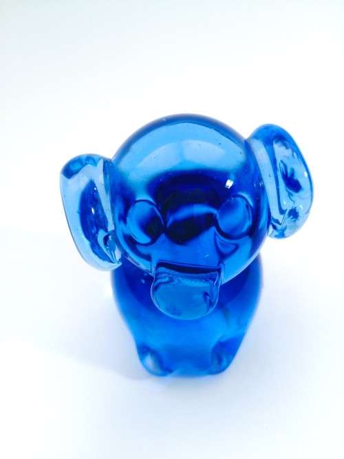Hand Crafted Blue Glass Elephant