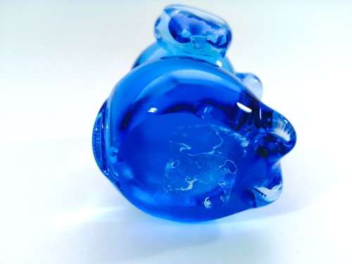 Hand Crafted Blue Glass Elephant