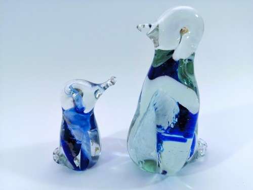 Art Ngwenya Glass Mother and baby Penguin Swaziland Eswatini