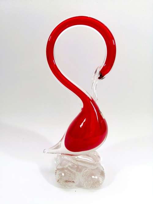 Murano Art Glass Large Red Duck Goose Bird