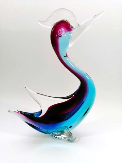 Murano Art Glass Stunning Large Purple Blue Duck Goose Bird