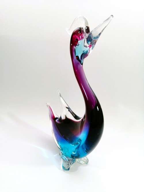 Murano Art Glass Stunning Large Purple Blue Duck Goose Bird