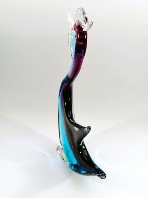 Murano Art Glass Stunning Large Purple Blue Duck Goose Bird