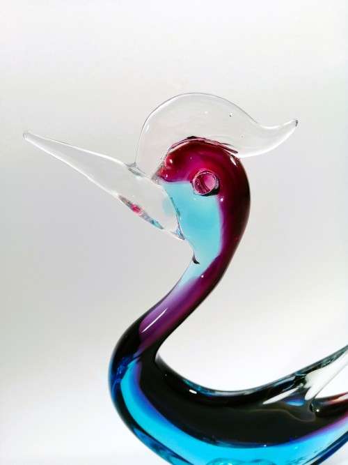 Murano Art Glass Stunning Large Purple Blue Duck Goose Bird