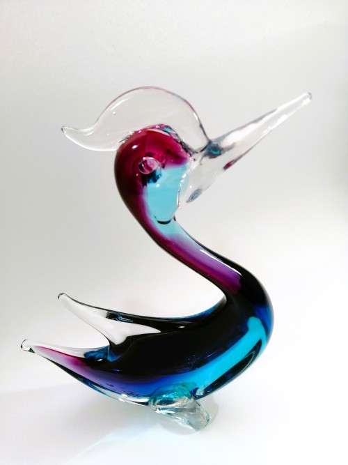 Murano Art Glass Stunning Large Purple Blue Duck Goose Bird