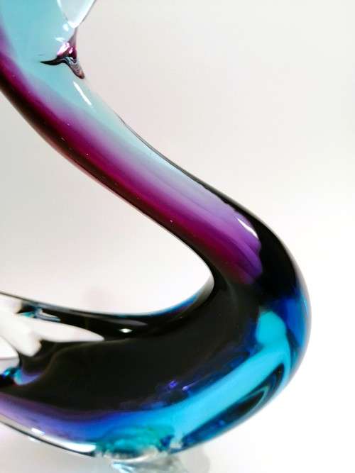 Murano Art Glass Stunning Large Purple Blue Duck Goose Bird