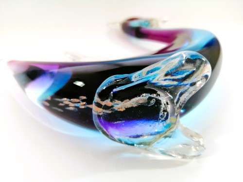 Murano Art Glass Stunning Large Purple Blue Duck Goose Bird