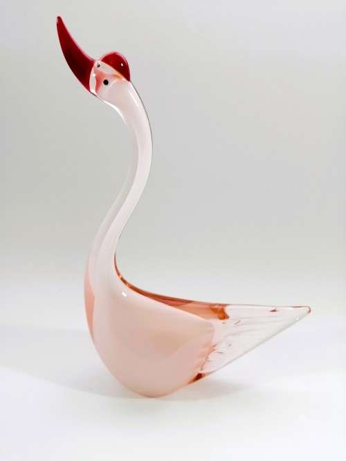 Murano Art Glass Stunning Large Pink Duck Goose Bird