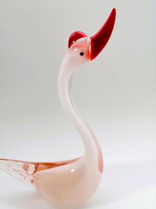 Murano Art Glass Stunning Large Pink Duck Goose Bird