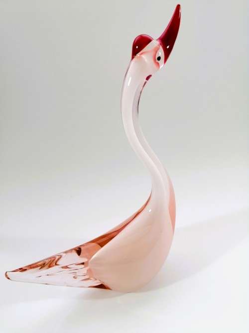Murano Art Glass Stunning Large Pink Duck Goose Bird