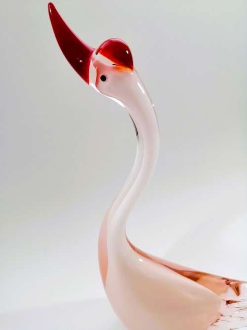 Murano Art Glass Stunning Large Pink Duck Goose Bird