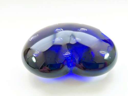 Beautiful Art Glass Colert Blue Heart Paperweight Handcrafted