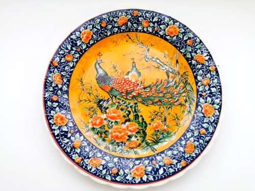 Vintage Japan  Imari Ware  Porcelain Plate - Floral with peacocks #