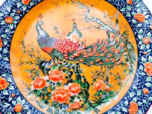 Vintage Japan  Imari Ware  Porcelain Plate - Floral with peacocks #