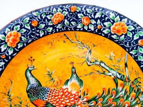 Vintage Japan  Imari Ware  Porcelain Plate - Floral with peacocks #