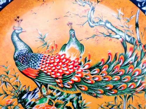Vintage Japan  Imari Ware  Porcelain Plate - Floral with peacocks #