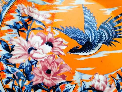 Vintage Japan  Imari Ware  Porcelain Plate - Floral with bird #