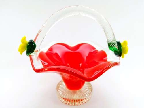 MURANO STYLE GLASS RED BOWL