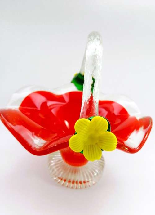 MURANO STYLE GLASS RED BOWL