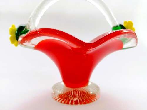 MURANO STYLE GLASS RED BOWL