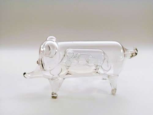 Victorian Blown Glass Pig / Elephant inside another one inside another one #