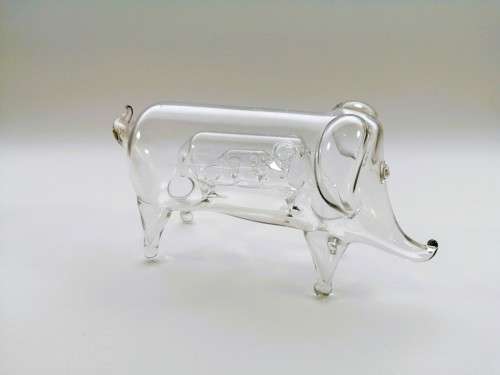 Victorian Blown Glass Pig / Elephant inside another one inside another one #
