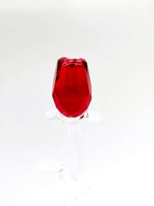 Stunning Crystal Glass Tall Red Rose Stem MUM