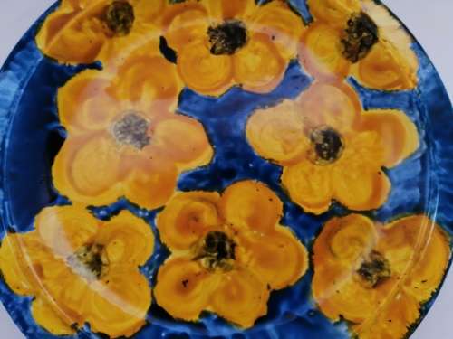 Handpaintes Flower Display Plate