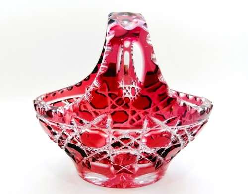 AWESOME CAESAR CRYSTAL BOHEMIAE MADE IN CZECH REPUBLIC HAND CUT RUBY RED LEAD CRYSTAL BASKET