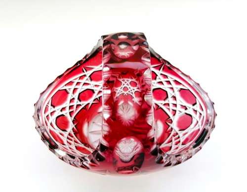 AWESOME CAESAR CRYSTAL BOHEMIAE MADE IN CZECH REPUBLIC HAND CUT RUBY RED LEAD CRYSTAL BASKET