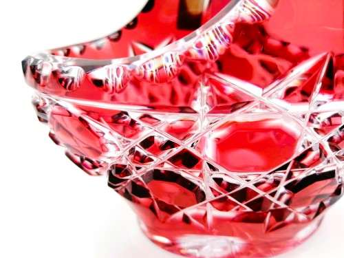 AWESOME CAESAR CRYSTAL BOHEMIAE MADE IN CZECH REPUBLIC HAND CUT RUBY RED LEAD CRYSTAL BASKET