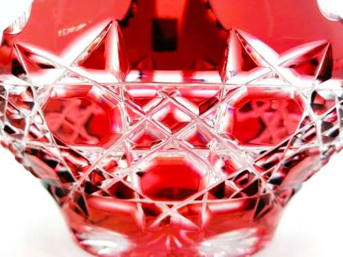 AWESOME CAESAR CRYSTAL BOHEMIAE MADE IN CZECH REPUBLIC HAND CUT RUBY RED LEAD CRYSTAL BASKET