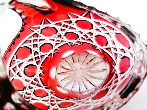 AWESOME CAESAR CRYSTAL BOHEMIAE MADE IN CZECH REPUBLIC HAND CUT RUBY RED LEAD CRYSTAL BASKET