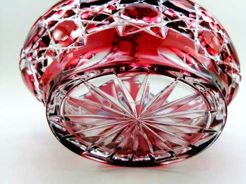 AWESOME CAESAR CRYSTAL BOHEMIAE MADE IN CZECH REPUBLIC HAND CUT RUBY RED LEAD CRYSTAL BASKET