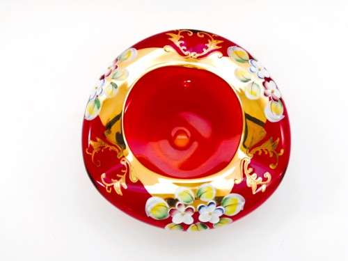 Hand Painted  BOHEMIAE Glass Dish MADE IN CZECH REPUBLIC
