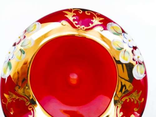 Hand Painted  BOHEMIAE Glass Dish MADE IN CZECH REPUBLIC