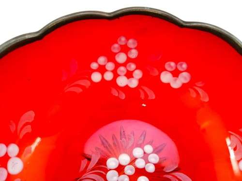 Hand Painted  BOHEMIAE Glass Dish MADE IN CZECH REPUBLIC