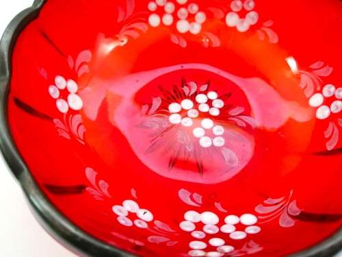 Hand Painted  BOHEMIAE Glass Dish MADE IN CZECH REPUBLIC