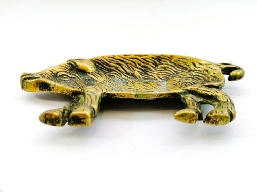 Vintage Sold Brass Pig Pin Tray / Dish / Ashtray, Wild Boar #