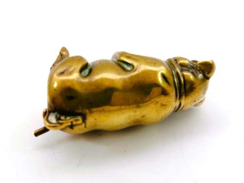Sitting $$$ BAG Pig NOVELTY TAPE MEASURE ORIGINAL ANTIQUE,c1890 FIGURAL,