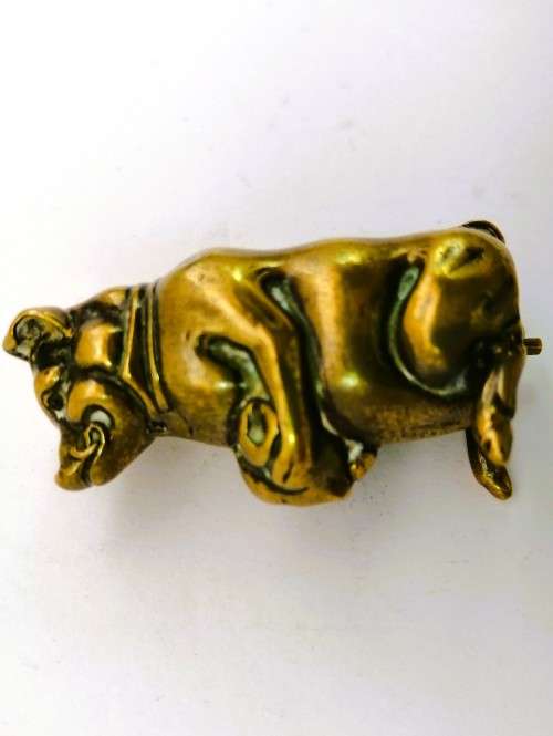 Sitting $$$ BAG Pig NOVELTY TAPE MEASURE ORIGINAL ANTIQUE,c1890 FIGURAL,