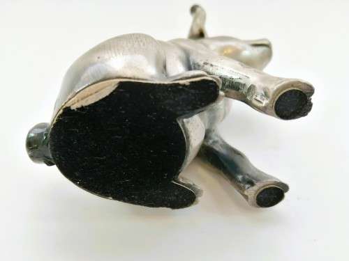 Silver Metal solid heavy sitting Pig
