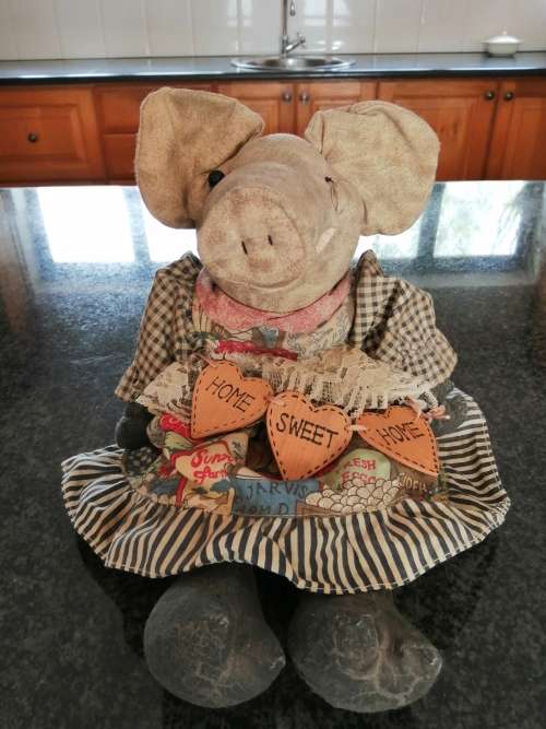 Large Vintage Fabric Pig Doorstop
